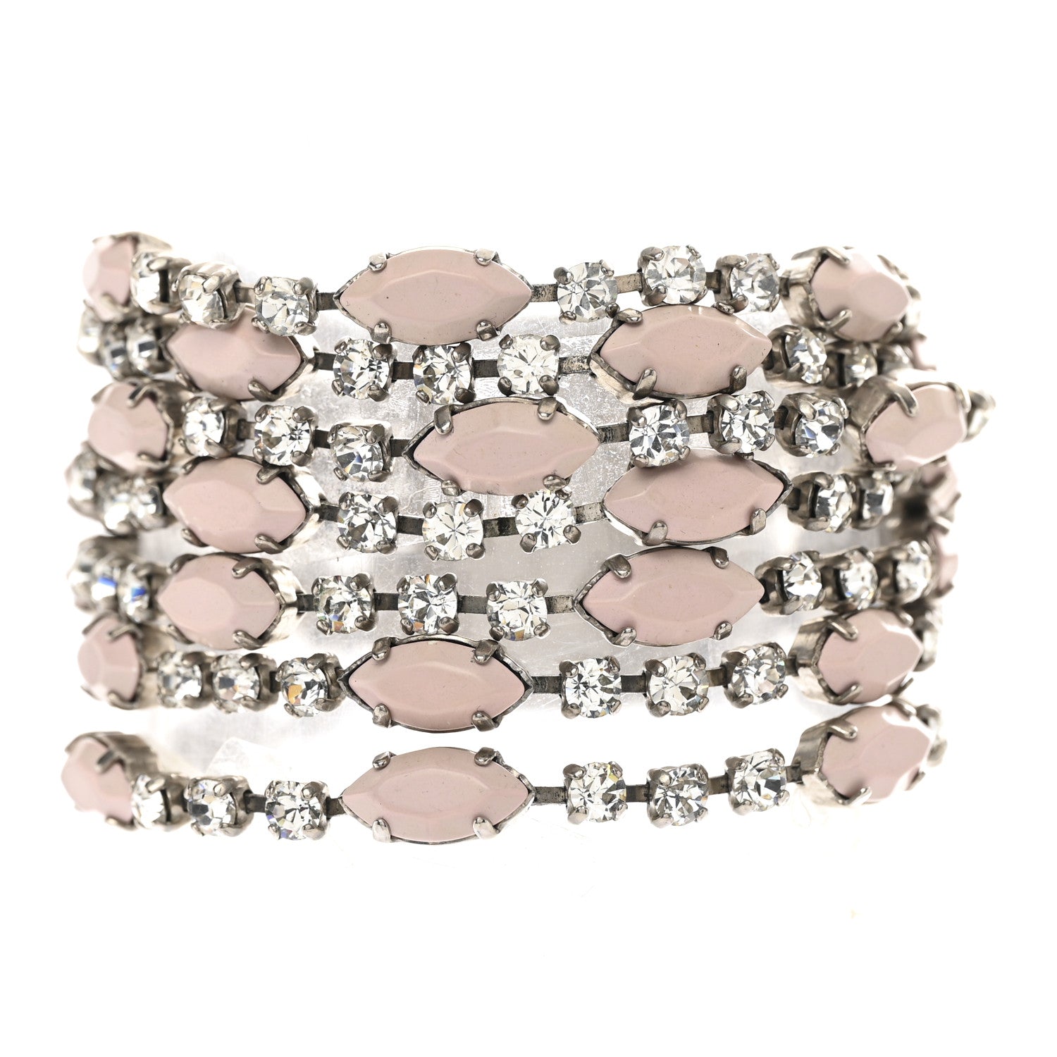 Louis Vuitton Swarovski Crystal Lock Bracelet Silver Pink 1 of 7