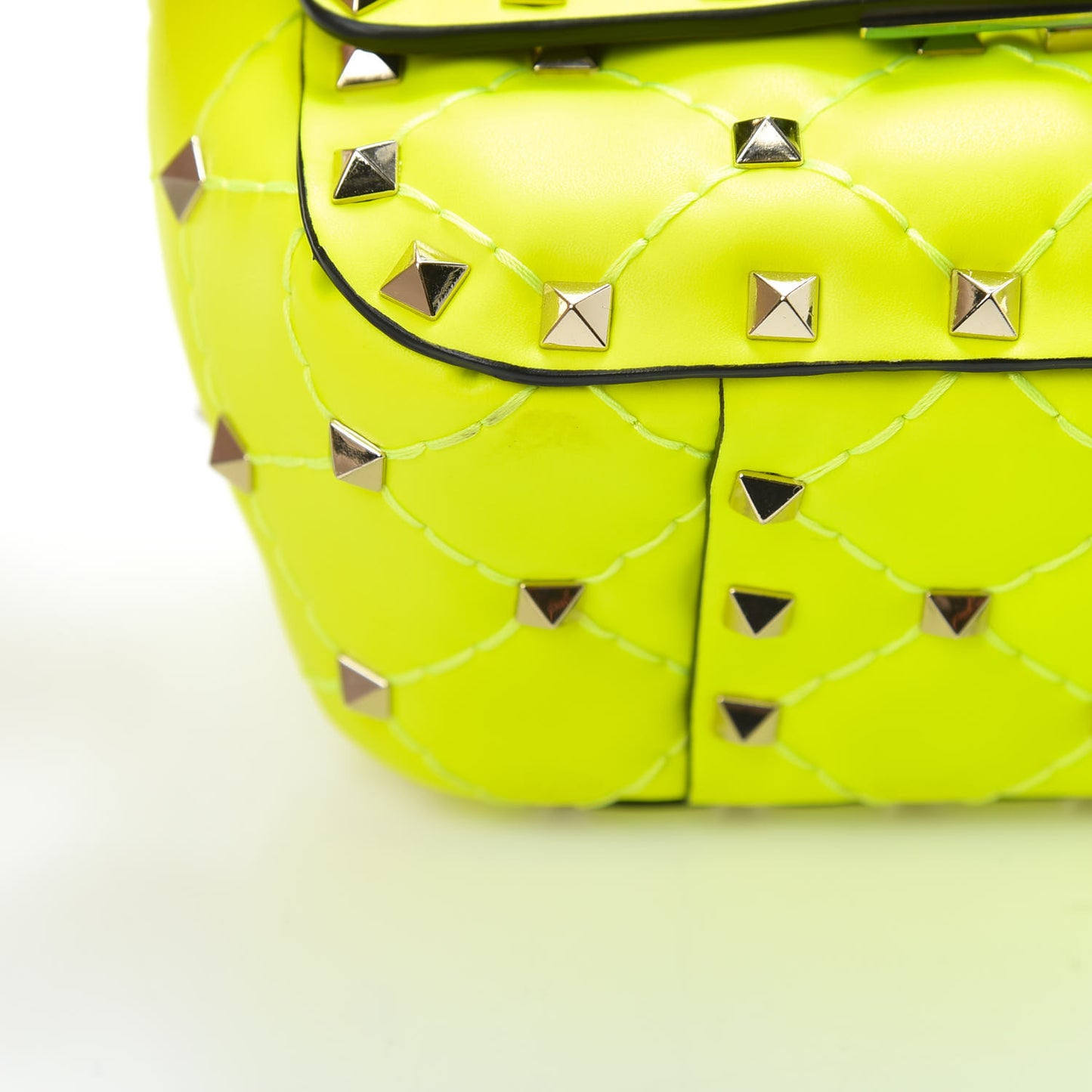 Calfskin Micro Rockstud Spike Shoulder Bag Lime