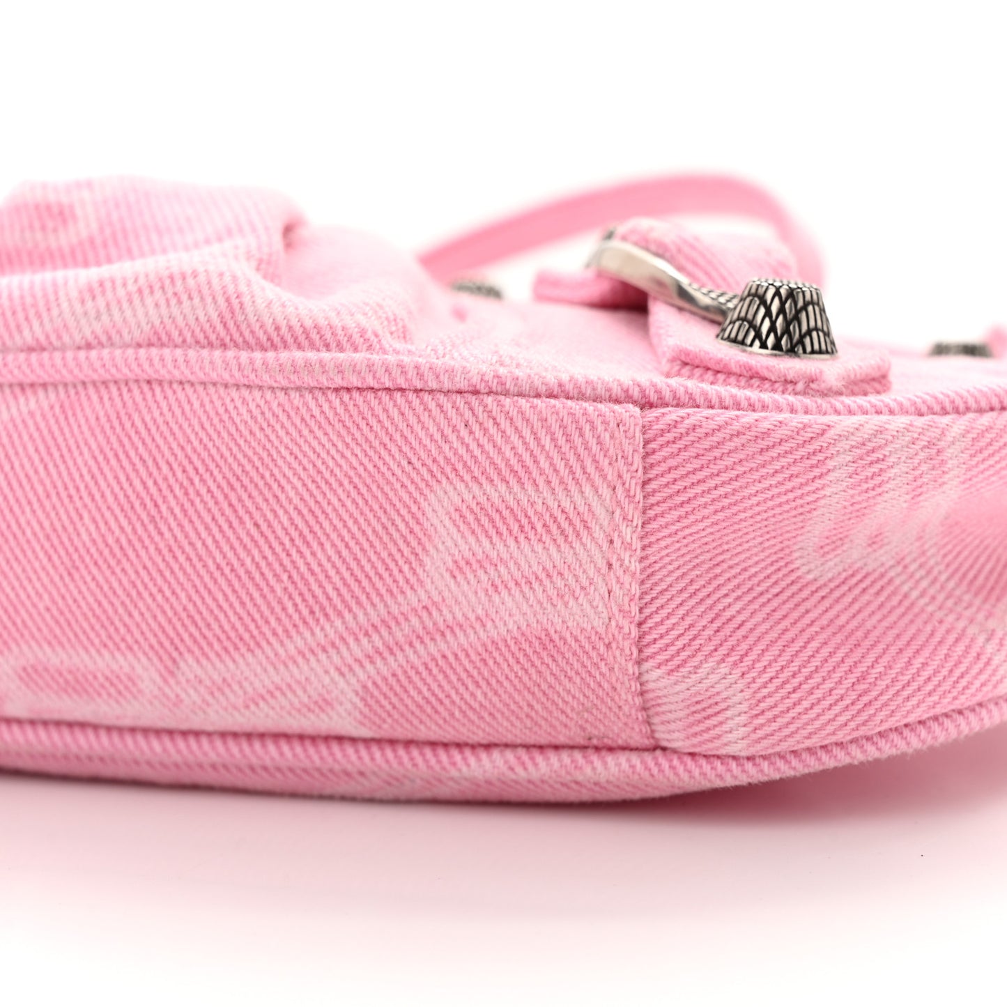 Washed Denim BB Monogram Le Cagole Mini Purse With Chain Pink