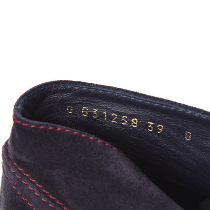 Chanel Suede Lace Up Wedge Booties 39 Navy 7 of 8