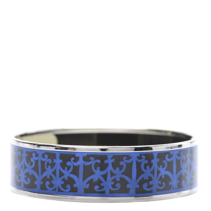 Hermes Enamel Printed Wide Balcons du Guadalquivir Bracelet 65 Blue 1 of 6