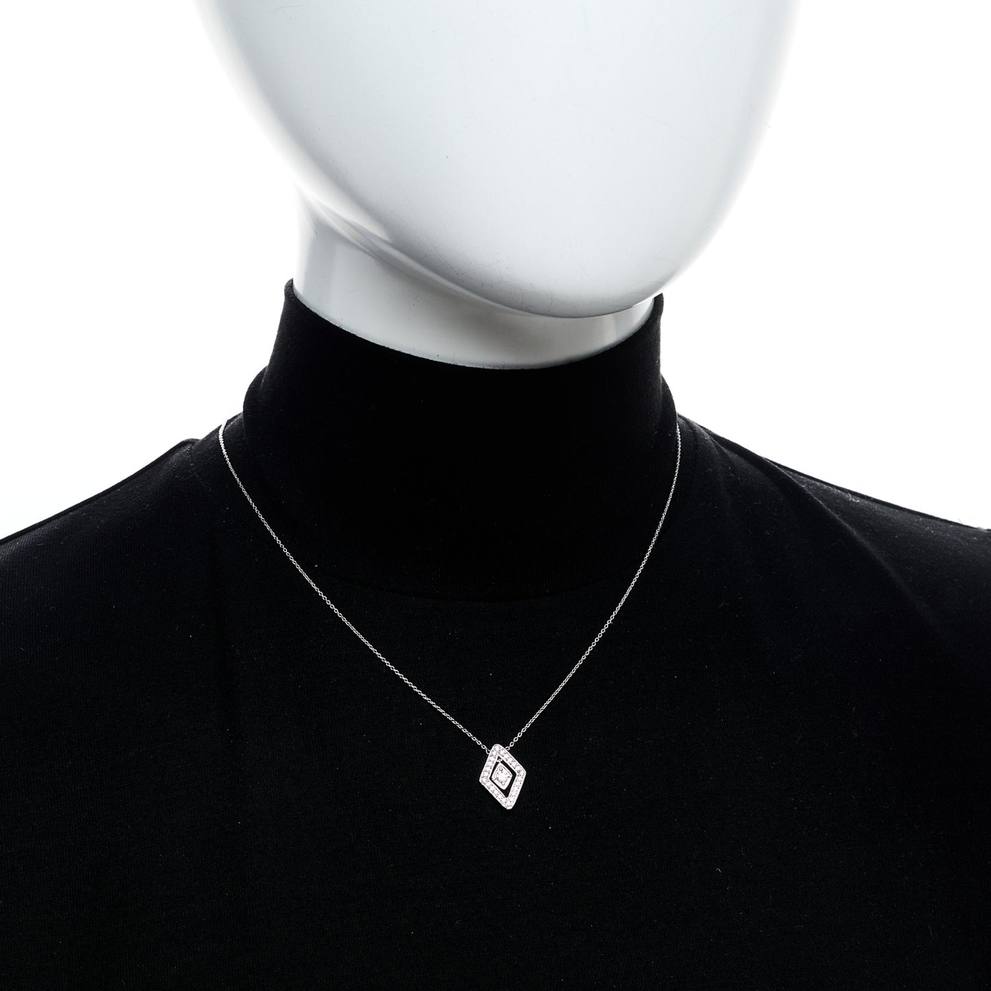 18K White Gold Diamond Diamante Necklace
