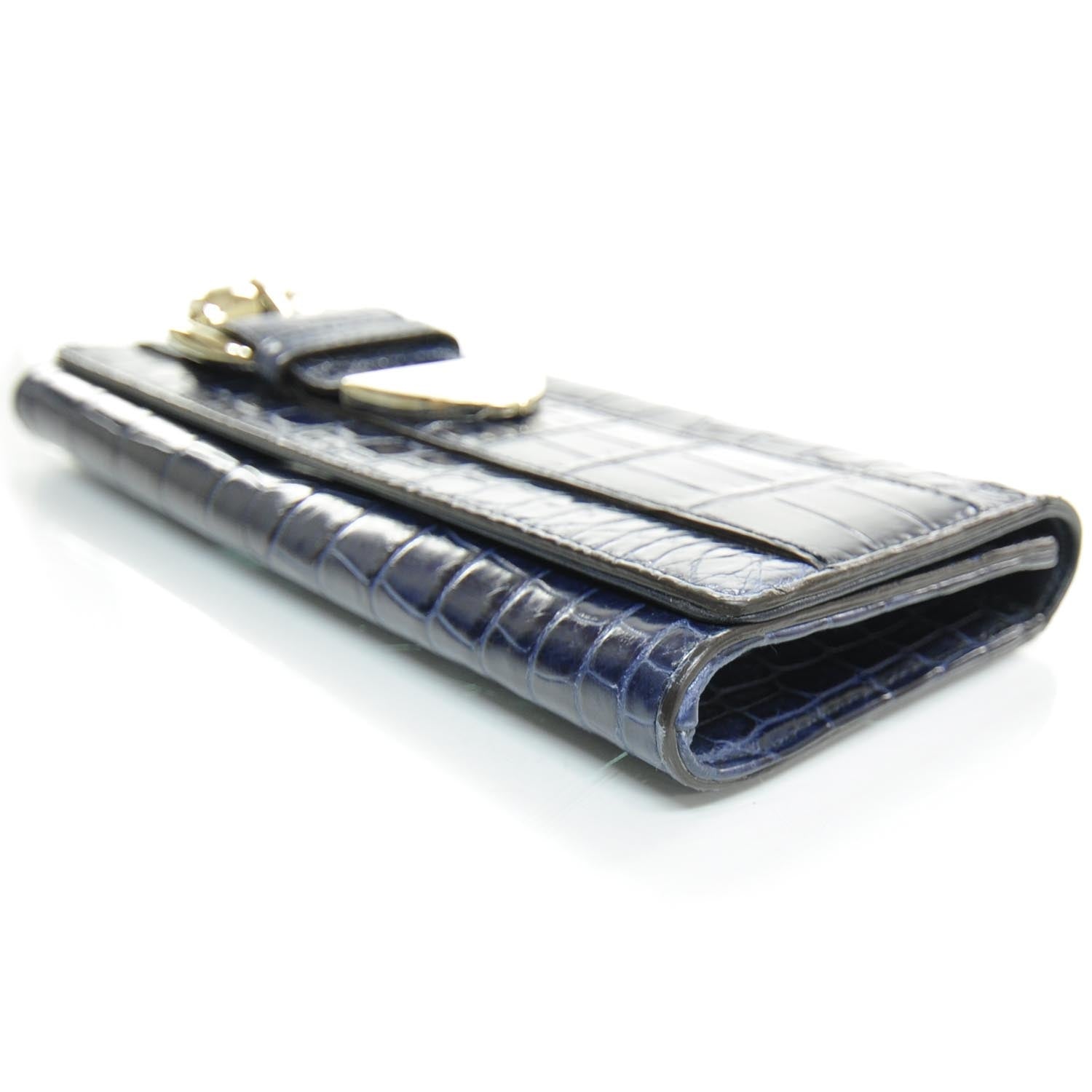 Gucci Crocodile Embossed Leather Romy Buckle Clutch 5 of 9