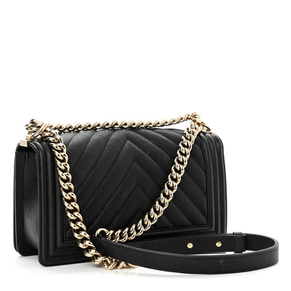 Chanel Caviar Chevron Quilted Medium Boy Flap Black 3 of 14