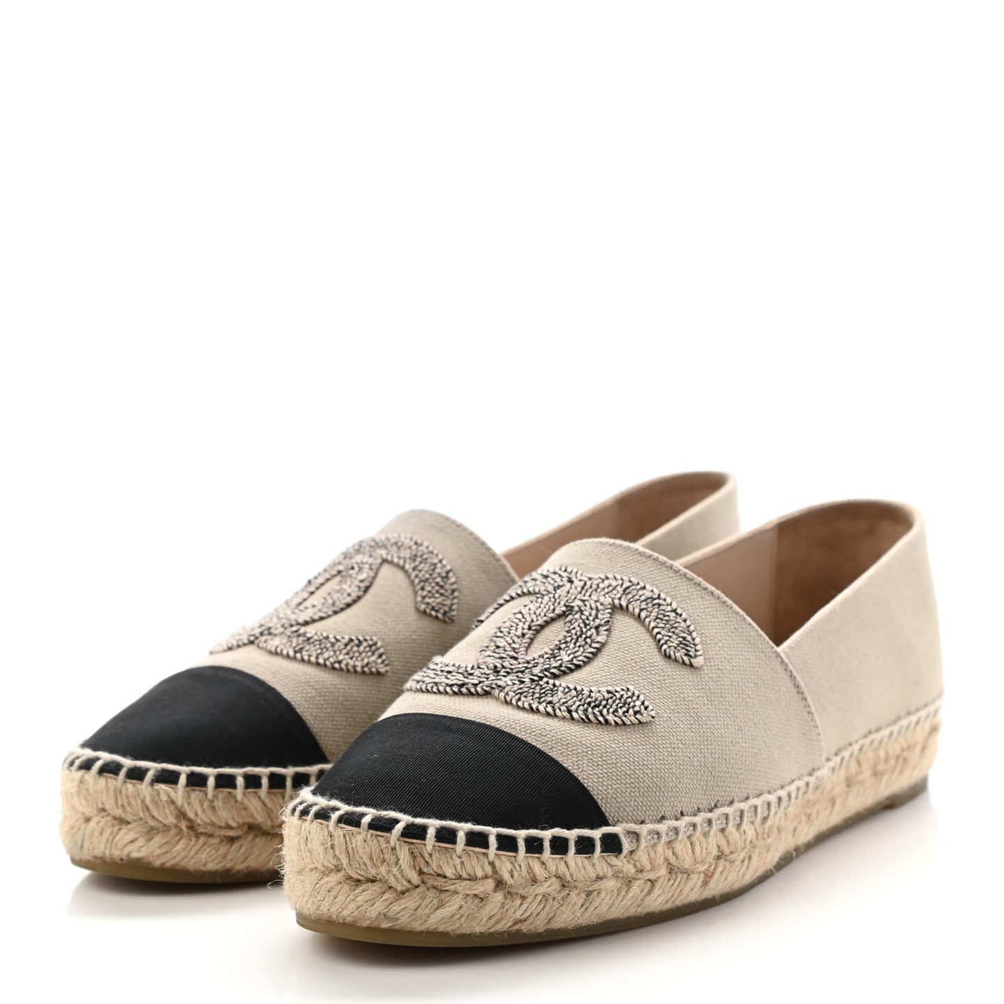 Canvas Grosgrain CC Espadrilles 36 Green Black