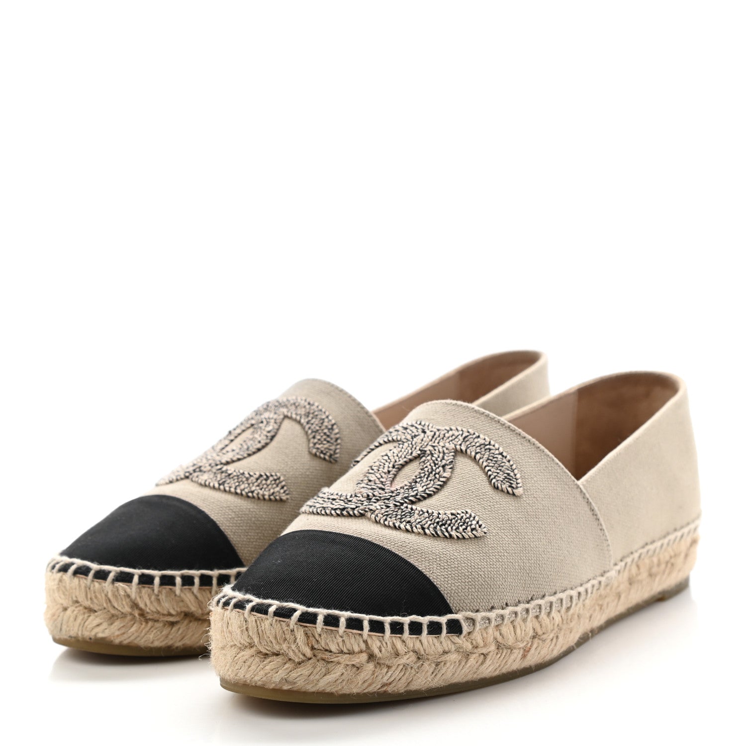 Chanel Canvas Grosgrain CC Espadrilles 36 Green Black 3 of 10