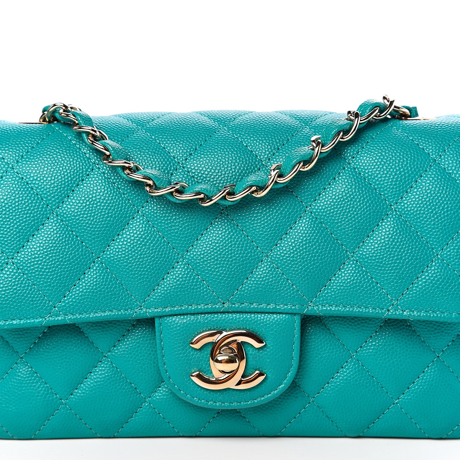 Chanel Caviar Quilted Mini Rectangular Flap Turquoise 9 of 10