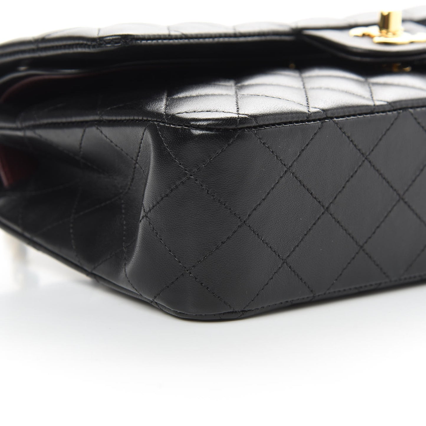 Lambskin Quilted Medium Double Flap Black