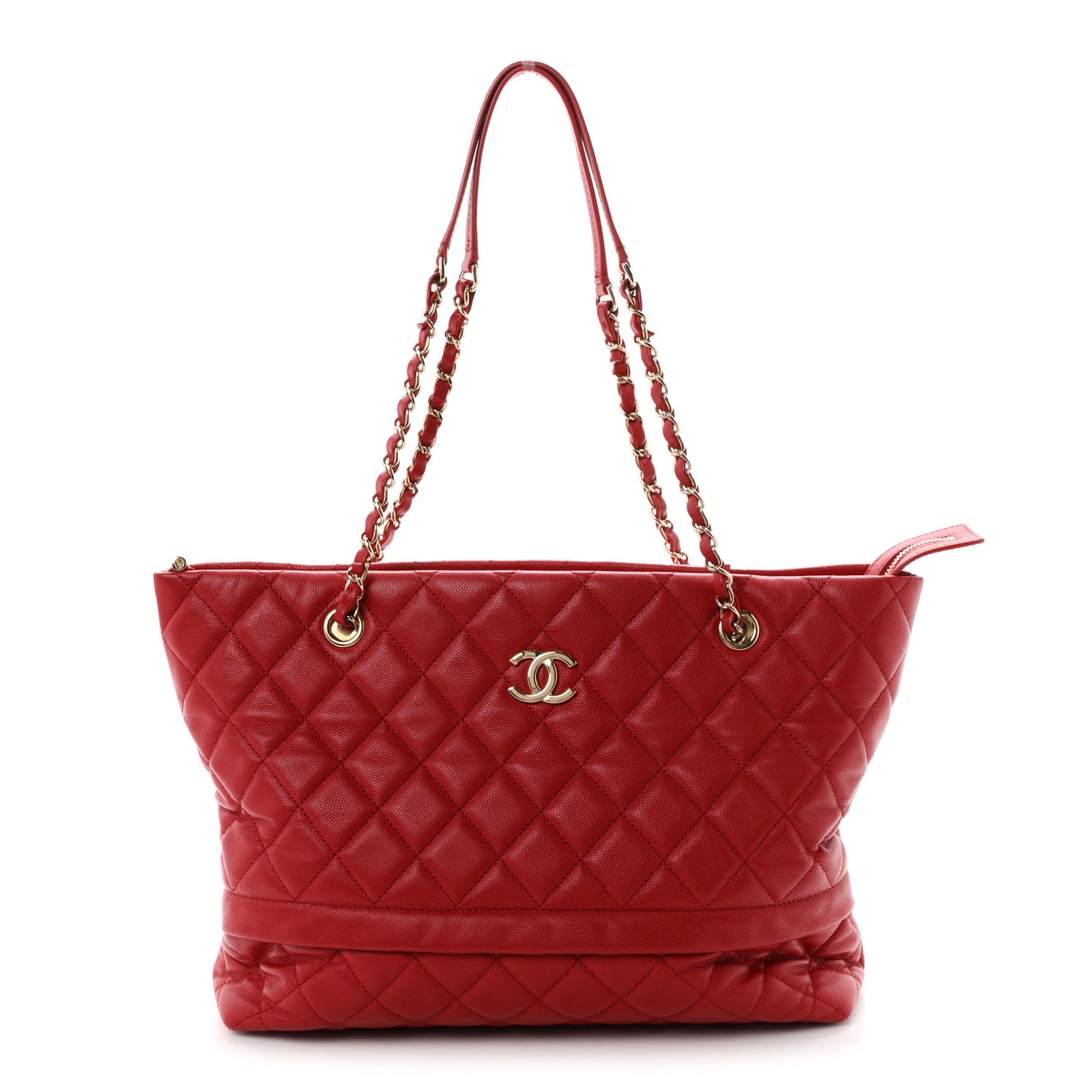 Caviar Quilted Rolled Up Tote Red