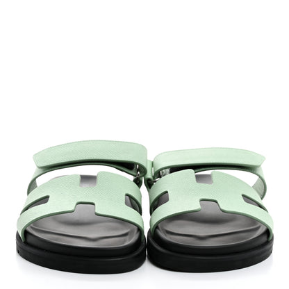 Hermes Epsom Womens Chypre Sandals 37.5 Vert Jade 2 of 8
