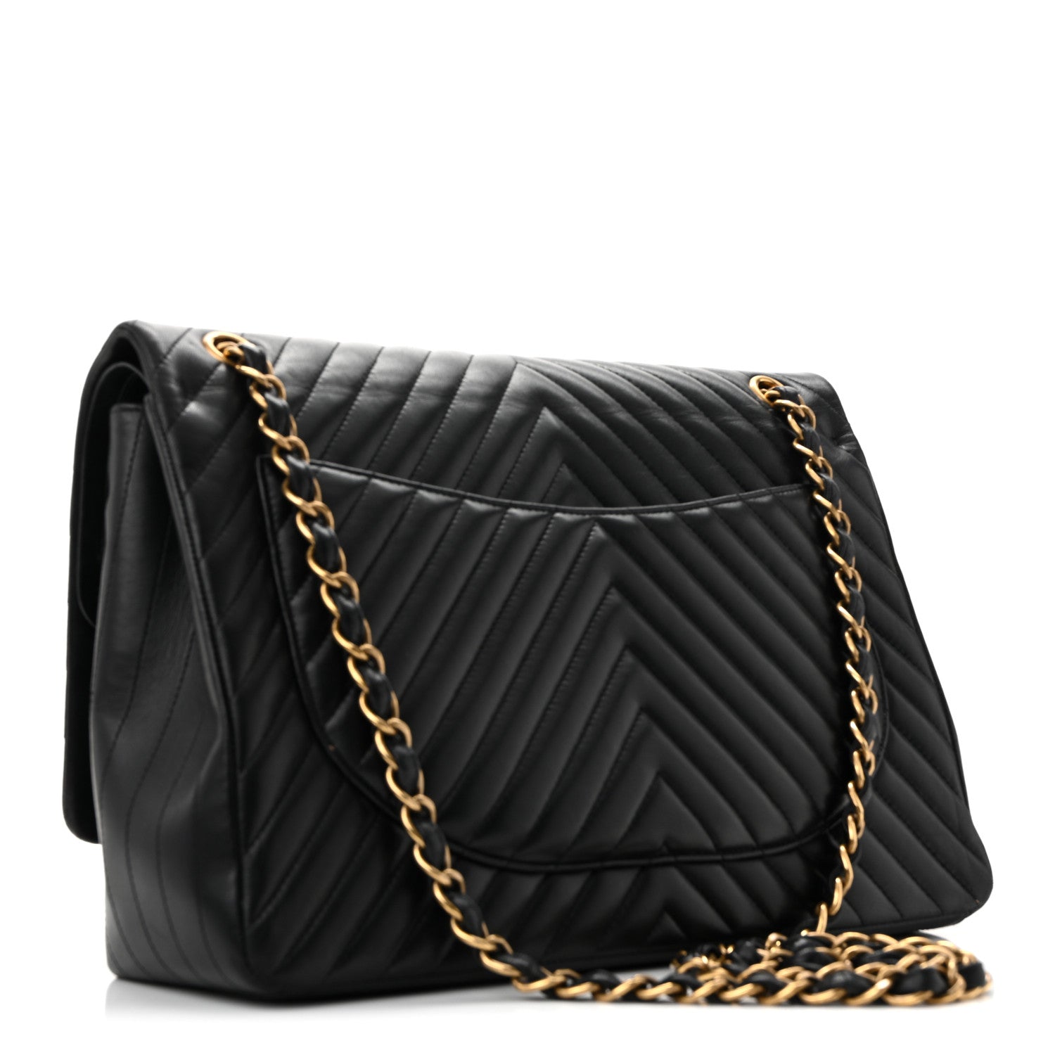 Chanel Lambskin Chevron Quilted Maxi Double Flap Black 3 of 14