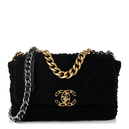 Chanel Tweed Quilted Medium Chanel 19 Flap Black 1 of 10