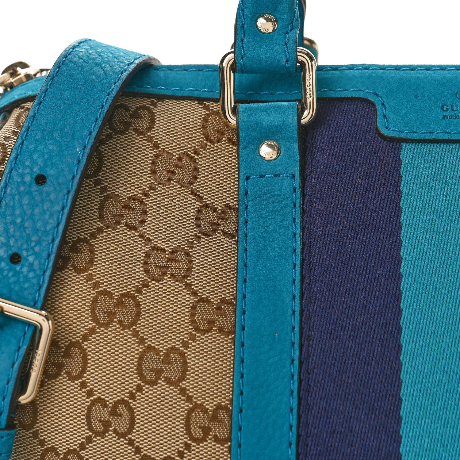 Gucci Monogram Vintage Web Medium Boston Teal 8 of 11