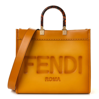 Fendi Vitello King Tamponato Plexiglass Medium Sunshine Shopper Tote Mimosa 1 of 11