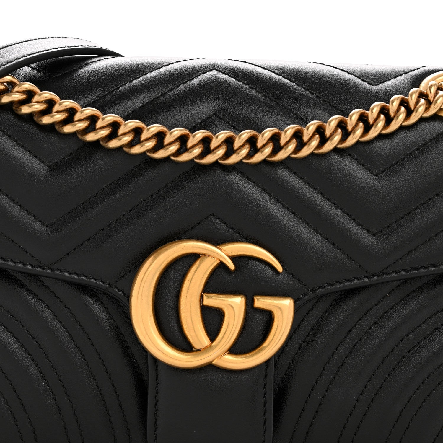 Gucci Calfskin Matelasse Small GG Marmont Shoulder Bag Black 8 of 11