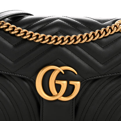 Gucci Calfskin Matelasse Small GG Marmont Shoulder Bag Black 8 of 11