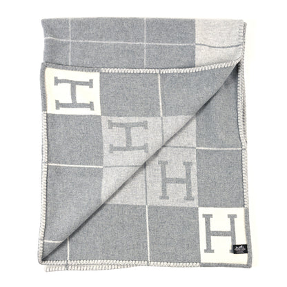 Hermes Wool Cashmere Avalon III Blanket Ecru Gris Clair 2 of 3