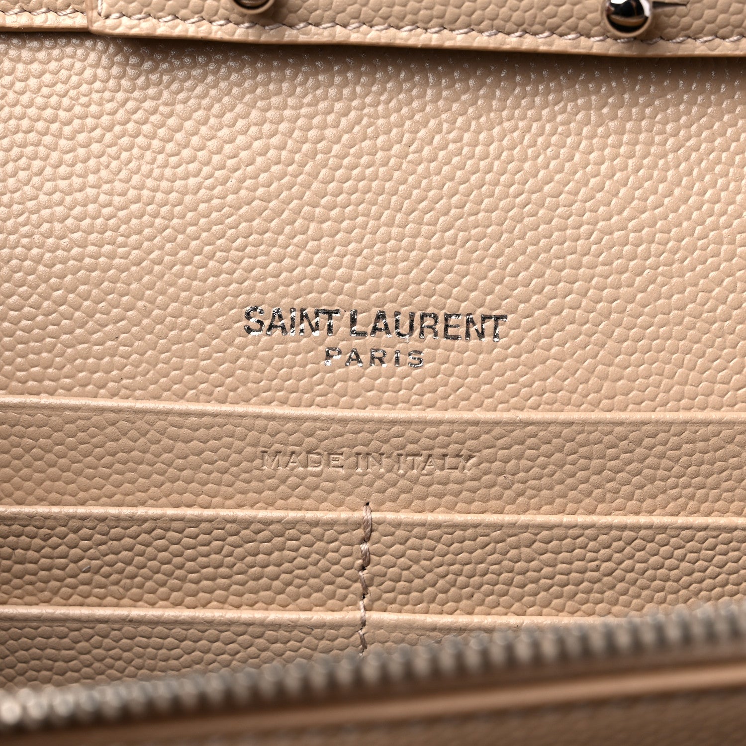 Saint Laurent Grain De Poudre Matelasse Chevron Monogram Chain Wallet Nude Powder 6 of 8
