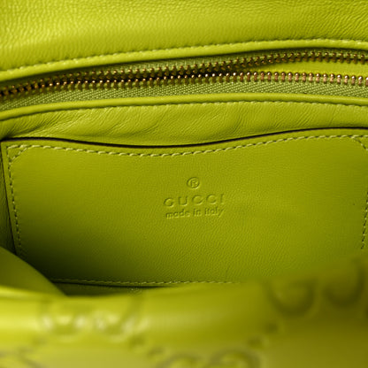 Gucci Lambskin Embossed Mini GG Milano Top Handle Shoulder Bag Light Green 6 of 11