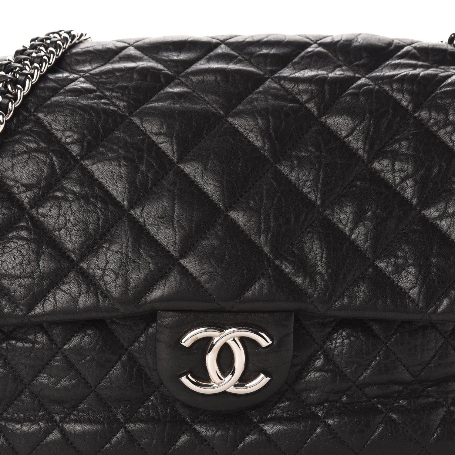 Chanel Washed Lambskin Quilted Maxi Chain Around Flap Black 10 of 10