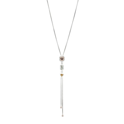David Yurman Sterling Silver 18K Rose Gold Diamond Morganite Prasiolite Citrine Novella Y Necklace 1 of 4