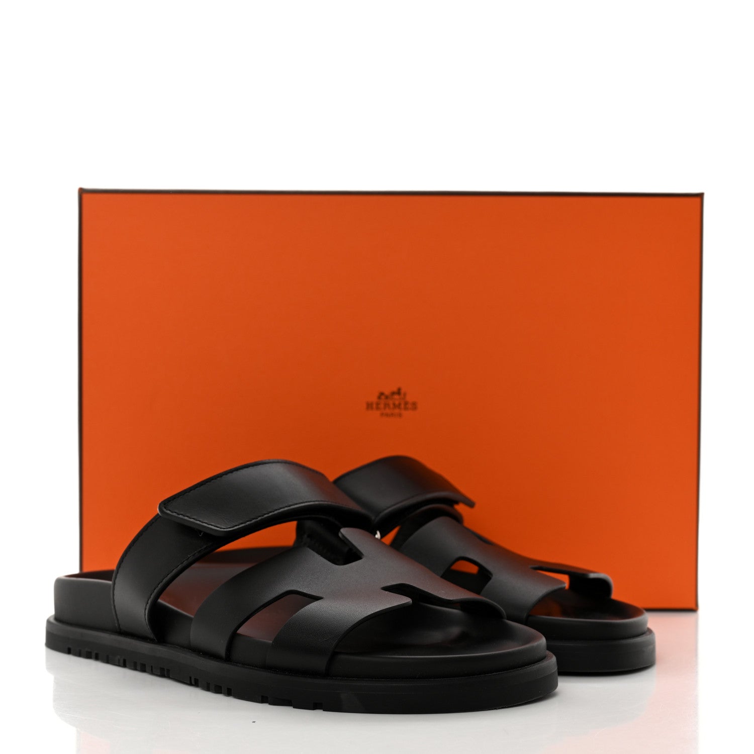 Hermes Calfskin Womens Chypre Sandals 35 Black 9 of 9