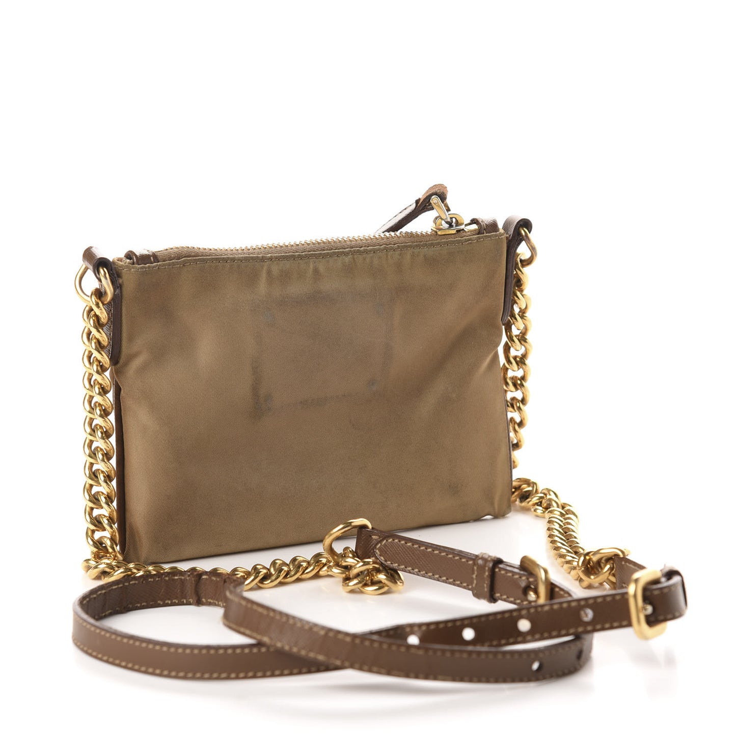 Tessuto Nylon Saffiano Logo Crossbody Bag Beige