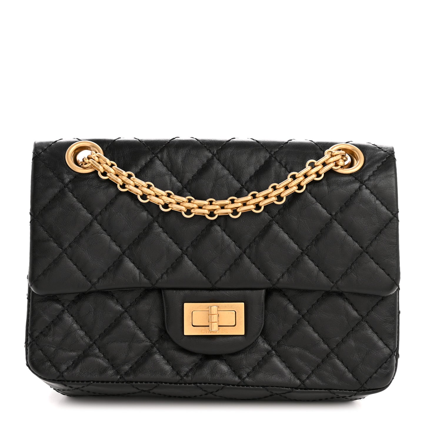 Aged Calfskin Quilted 2.55 Reissue Mini Flap Black