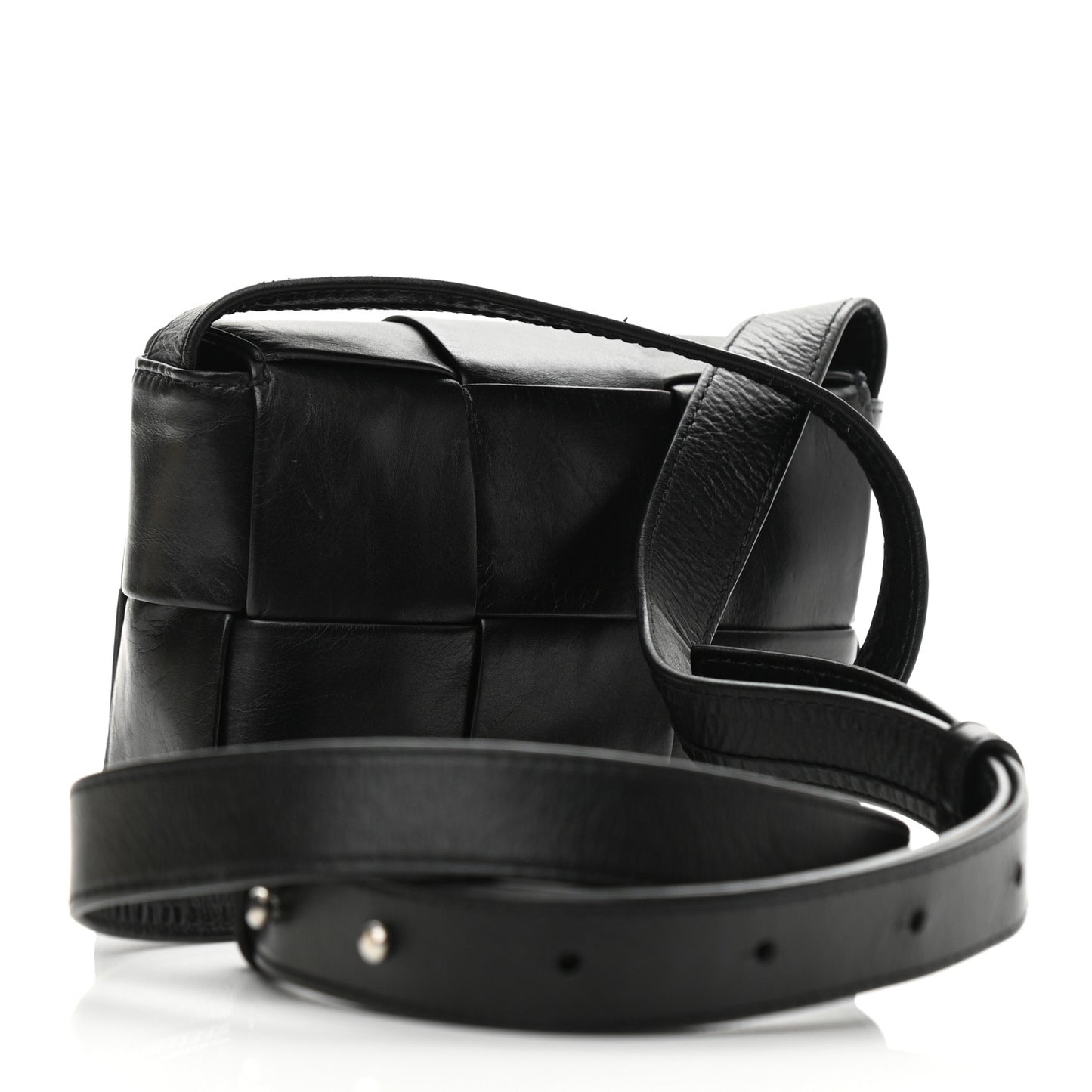 Lambskin Maxi Intrecciato Extra Mini Cassette Crossbody Bag Black
