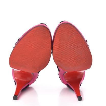 Christian Louboutin Satin Samira 100 Pumps 35.5 Pink Black 7 of 12