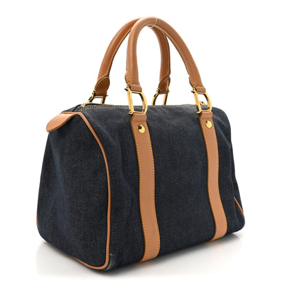Christian Dior Denim Calfskin Boston Bag Blue 2 of 13
