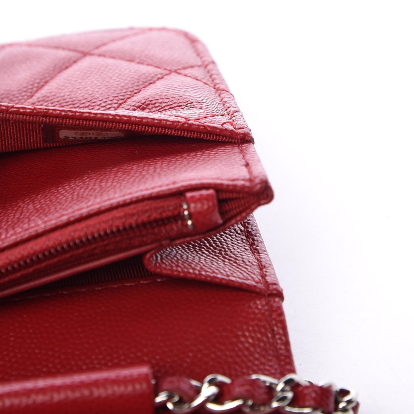 Caviar Quilted Wallet on Chain WOC Red