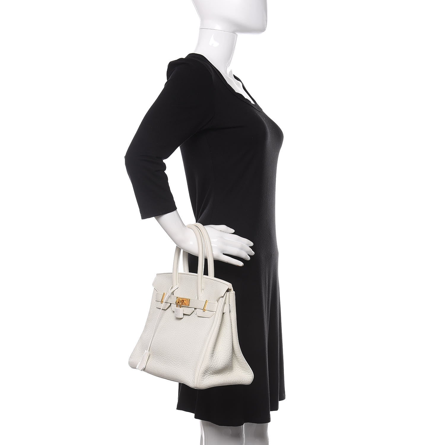 Hermes Taurillon Clemence Birkin 30 White 3 of 10