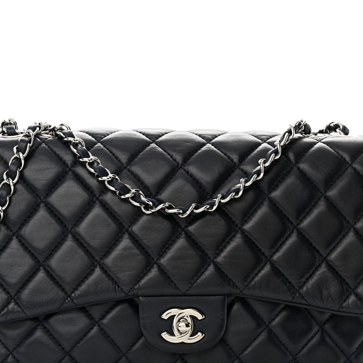 Lambskin Quilted Jumbo Chanel 3 Flap Navy