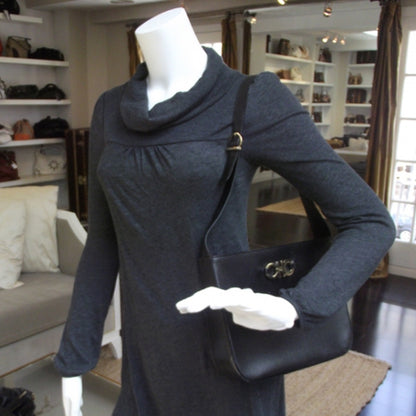 FASHIONPHILE SalavatoreFerragamoLeatherShoulderBagBlack 2 of 11