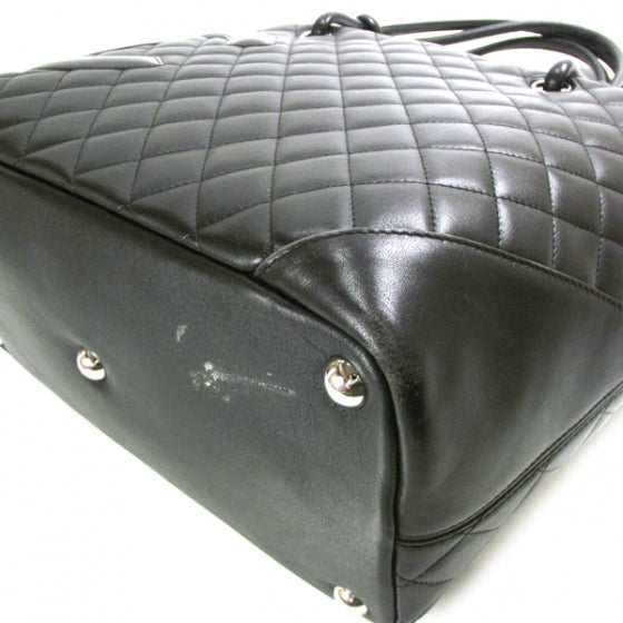 Calfskin Quilted Large Cambon Tote Black
