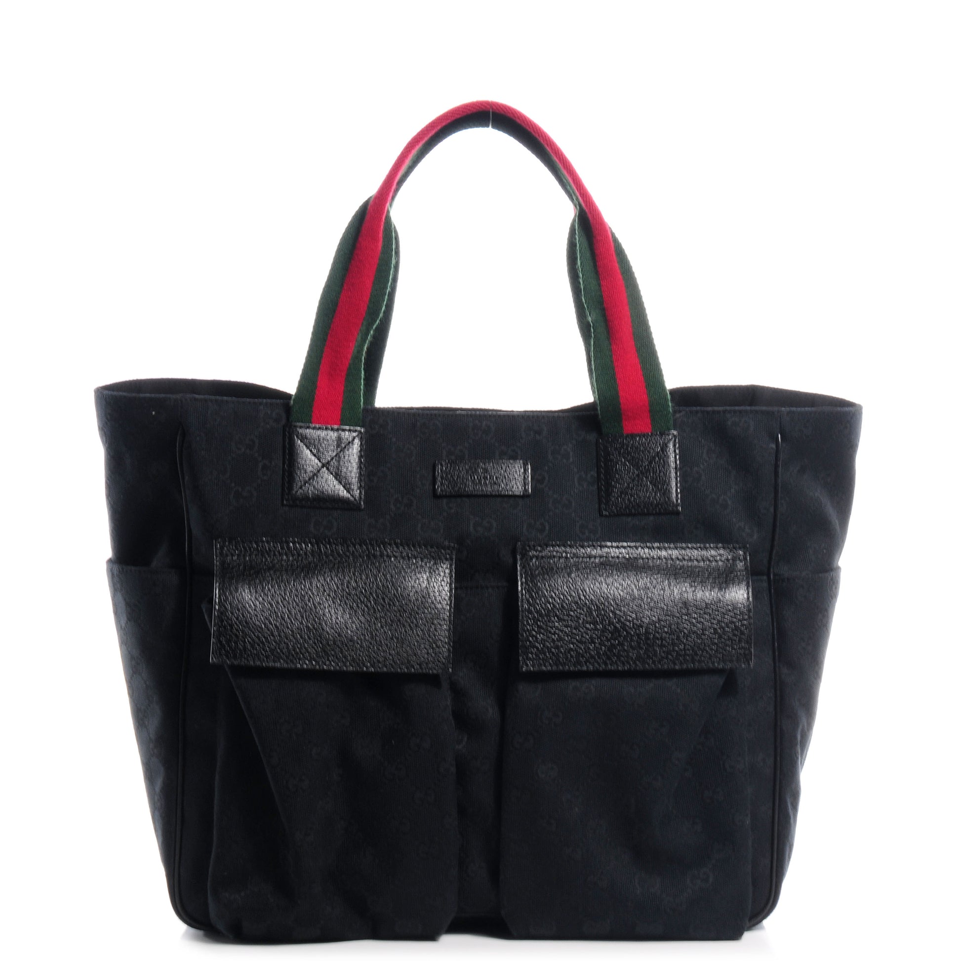 Gucci GG Monogram Medium Web Handle Double Pocket Tote Black 1 of 7