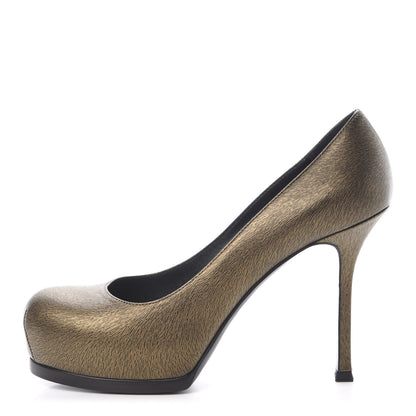 Saint Laurent Vernigolf Tribtoo 105 Platform Pumps 36.5 Gold 1 of 10