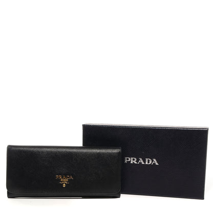 Prada Saffiano Metal Continental Flap Wallet Nero Black 4 of 8