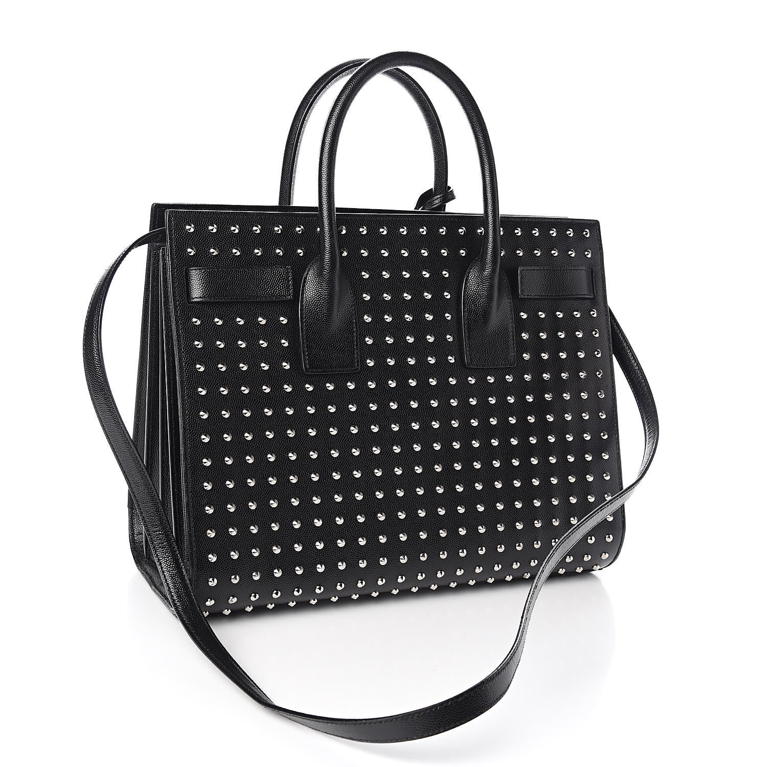 Saint Laurent Grain De Poudre Studded Small Sac De Jour Black 3 of 15