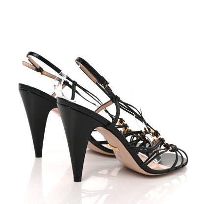 Gucci Strappy Crystal GG Heel Sandals 39.5 Black 4 of 8