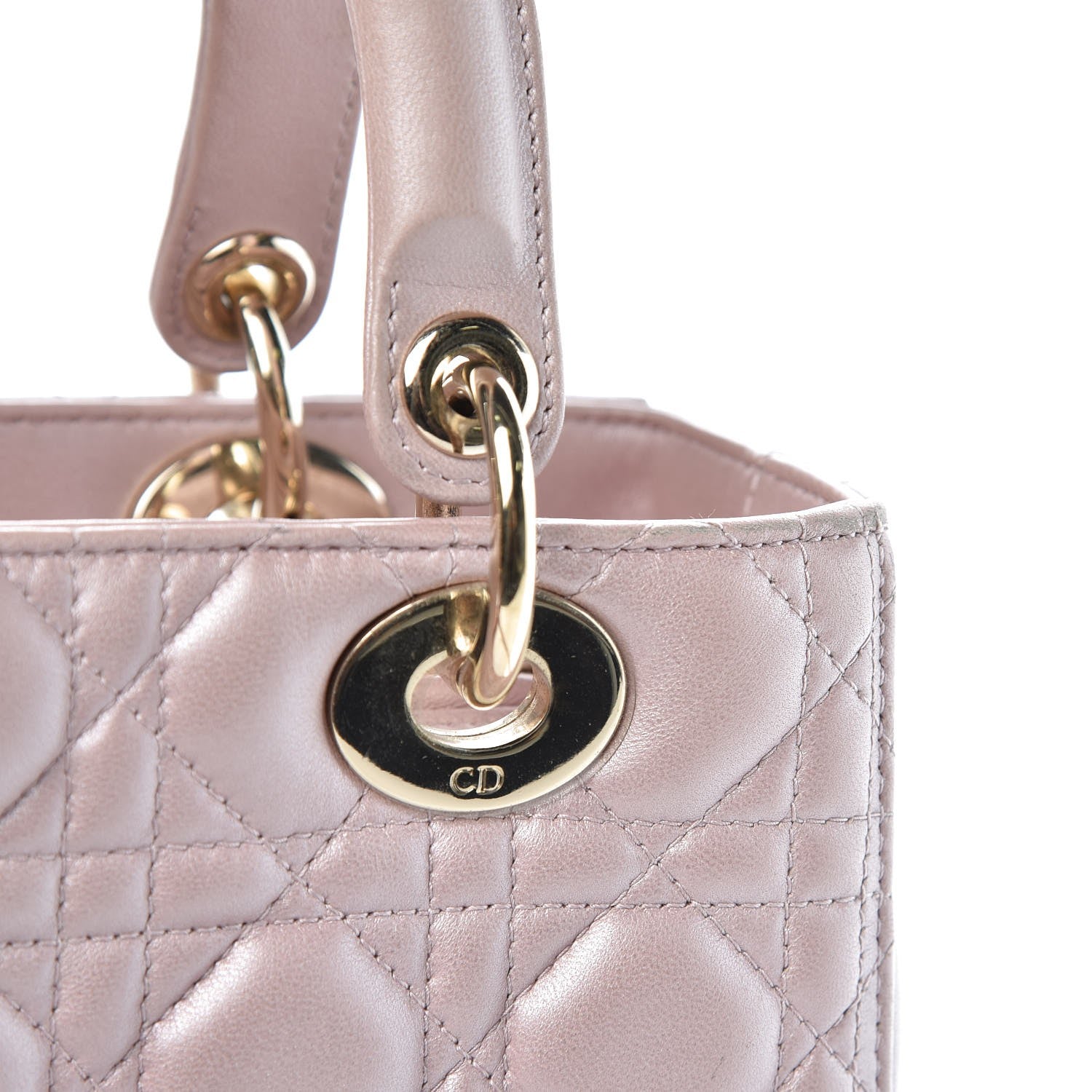 Christian Dior Pearly Lambskin Cannage Medium Lady Dior Lotus 14 of 16
