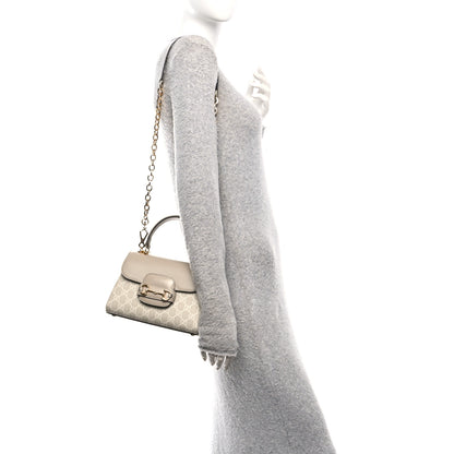 Gucci GG Snakeskin Mini Horsebit 1955 Top Handle Flap Bag Beige Mystic White Oatmeal 2 of 10