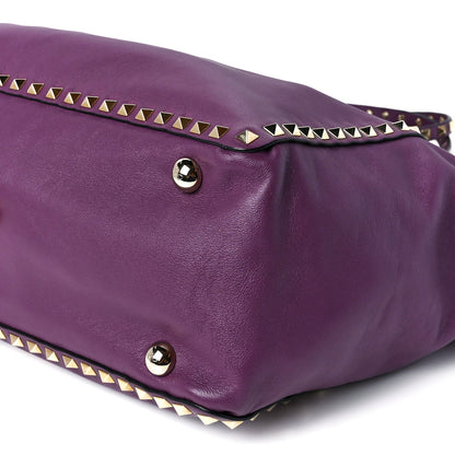 Valentino Garavani Vitello Medium Rockstud Tote Grape 9 of 10