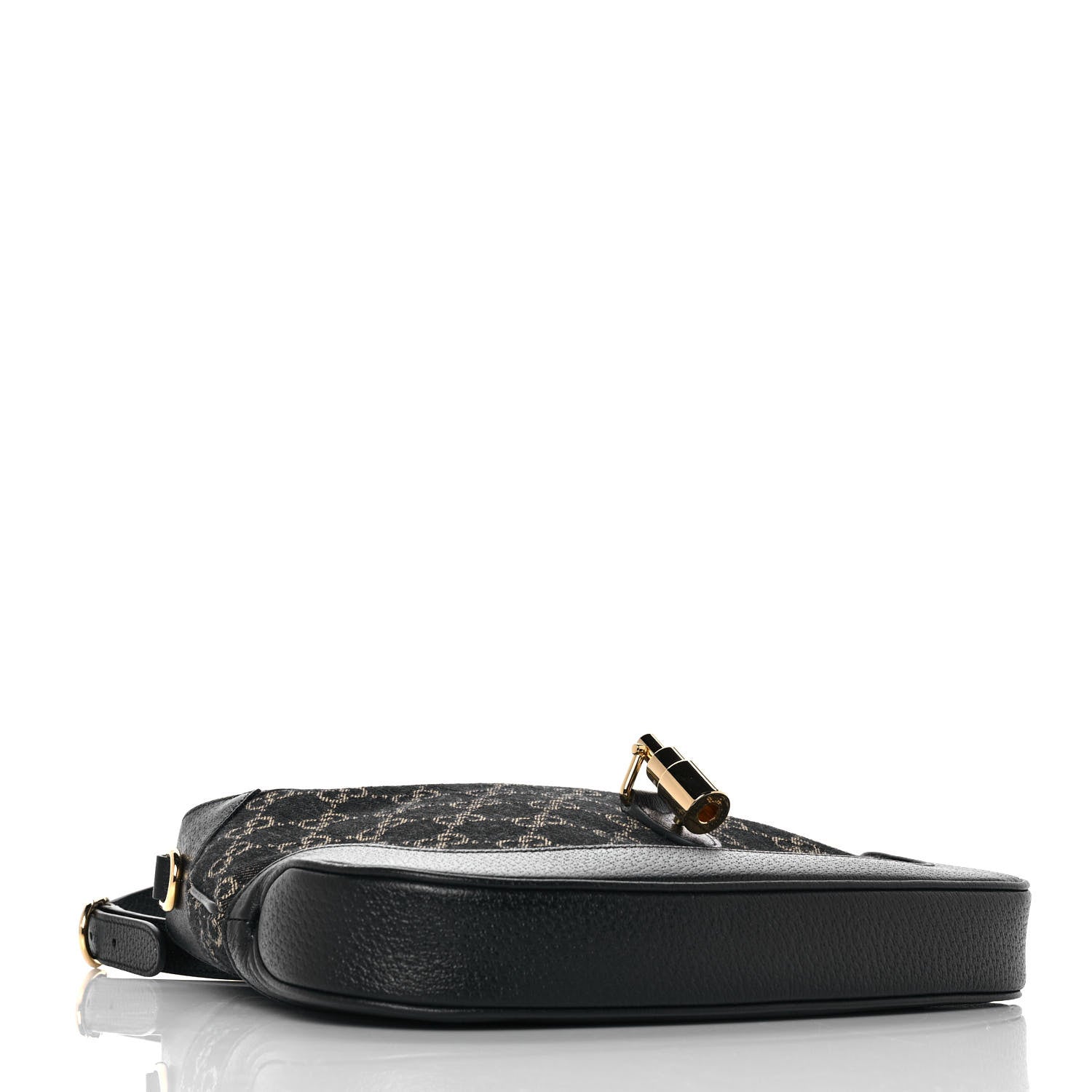 Gucci Jacquard Denim GG Monogram Small Jackie 1961 Hobo Black Ivory 3 of 7