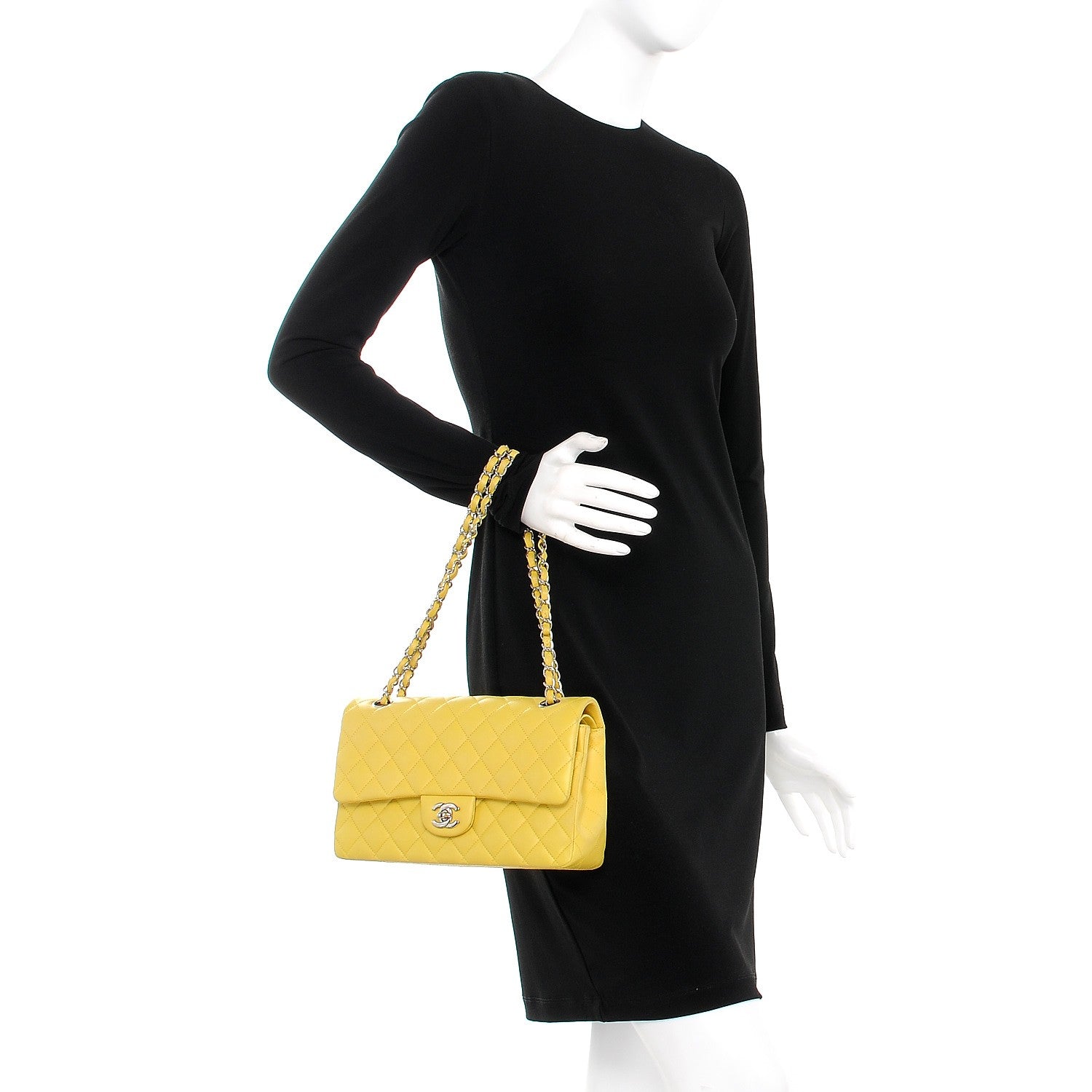 Chanel Lambskin Quilted Medium Double Flap Yellow 3 of 12