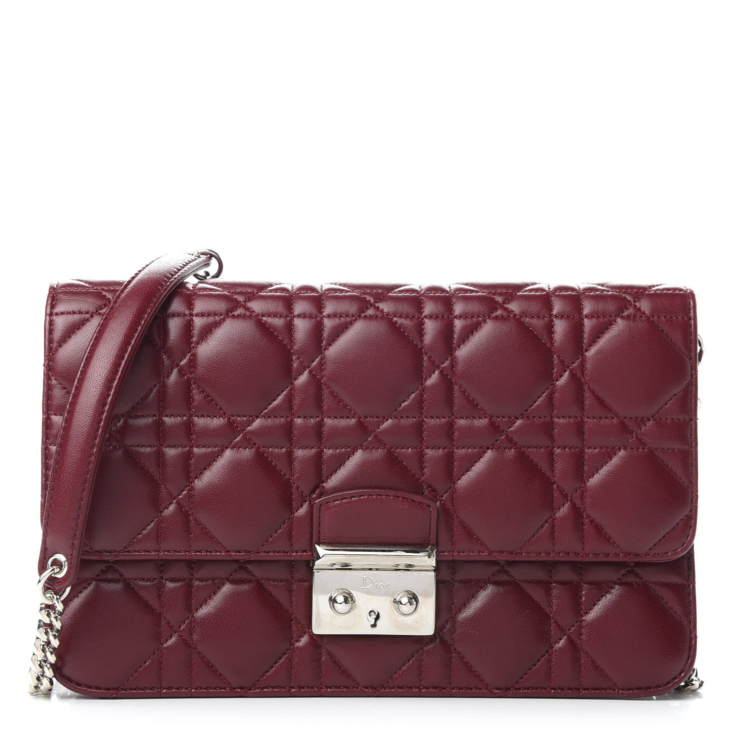 Christian Dior Lambskin Cannage Miss Dior Promenade Pouch Plum 1 of 8