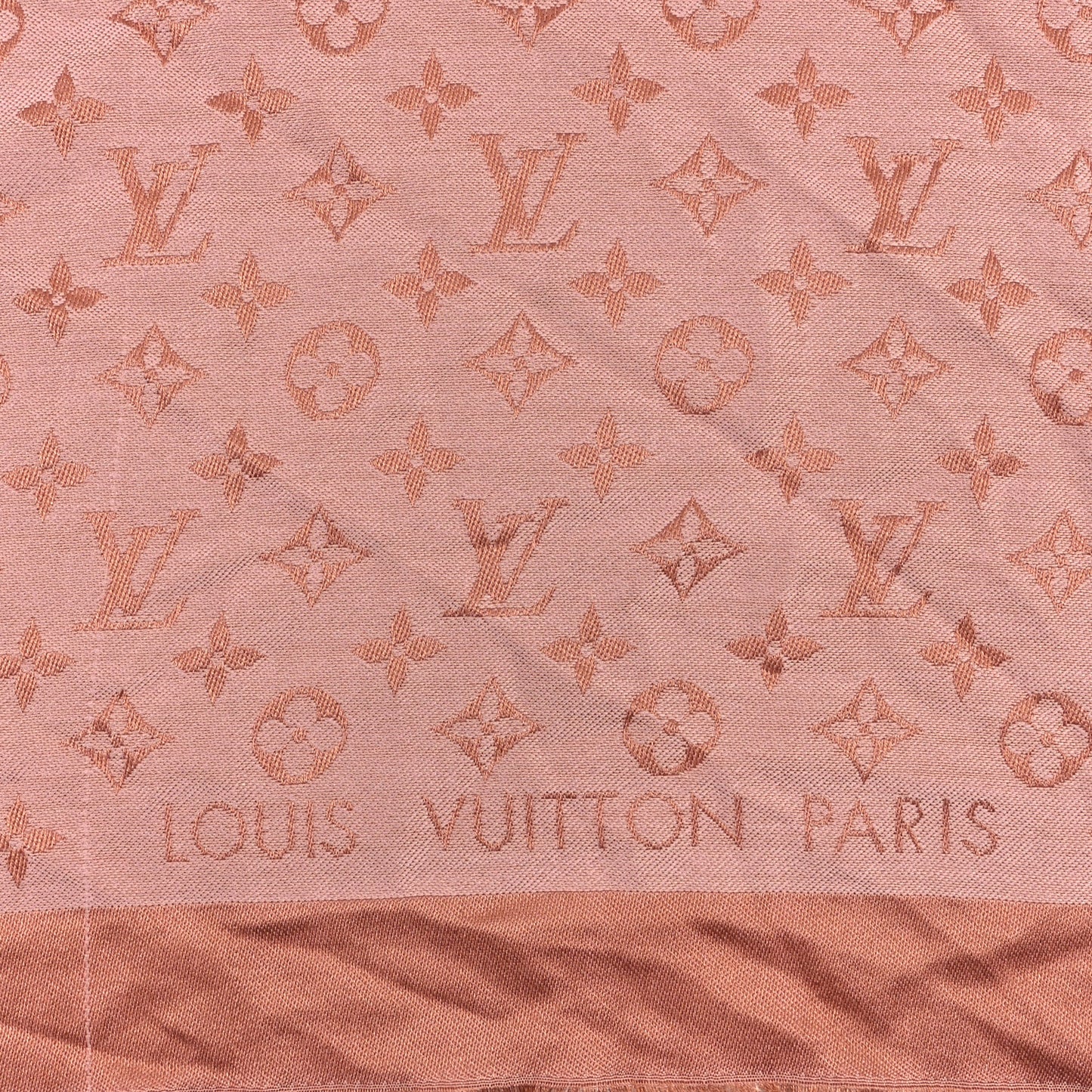 Silk Wool Monogram Denim Shawl Beige Pink