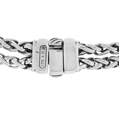 David Yurman Sterling Silver Diamond 18mm Double Wheat Chain Necklace 4 of 4