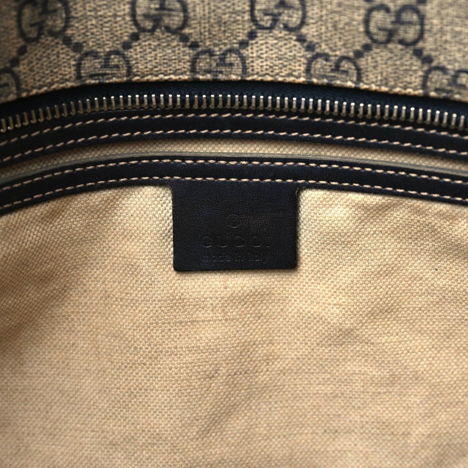 Gucci GG Supreme Monogram Medium Zippered Shopping Tote Navy 15 of 16
